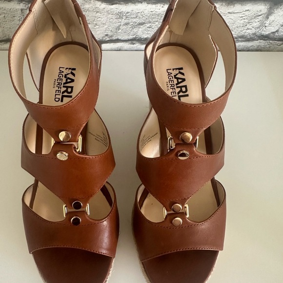 ✨Host Pic✨ Karl Lagerfeld Paris Savoie Leather Espadrille Wedges (Size 7) - Picture 2 of 7